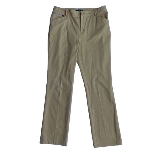 Lauren Ralph Lauren Women’s Pants Tan Cream Slacks SZ 12 - Picture 1 of 11